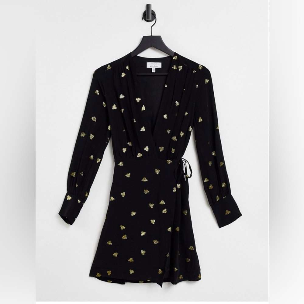 & Other Stories wrap foil printed mini dress